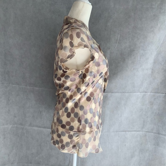 BCBGMaxAzria Satin Polka Dot Burnout Top Blush Pink Sz Small - Picture 5 of 9
